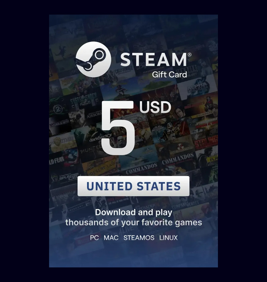  card.5$ Steam gift card